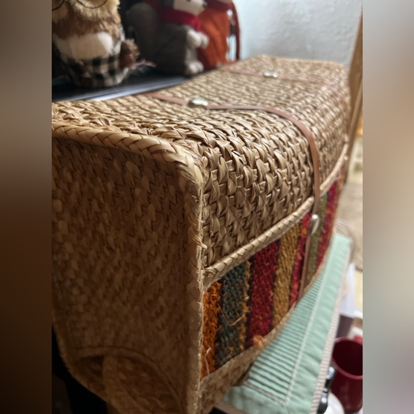 Large vintage woven wicker tote bag in "Boho" style - Picture 3 of 16